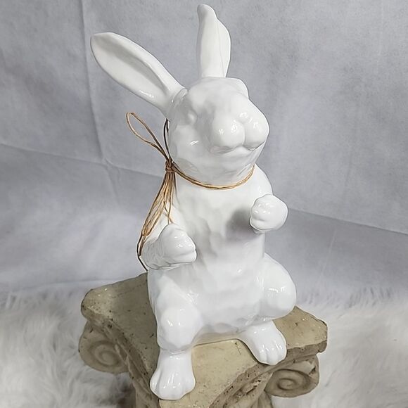 Large White Ceramic Rabbit Decor - Picture 3 of 8